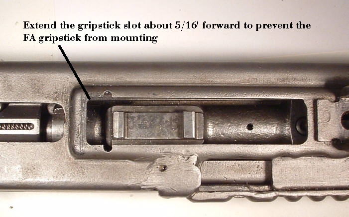 This is the gripstick slot extended to 
<br />prevent a FA unit from being installed.